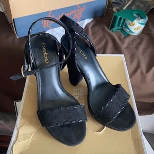 Black BEBE block heels